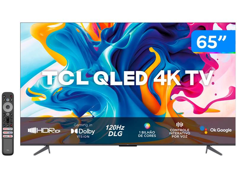 Smart TV 65” 4K Ultra HD QLED TCL 65C645 - Wi-Fi Bluetooth Google